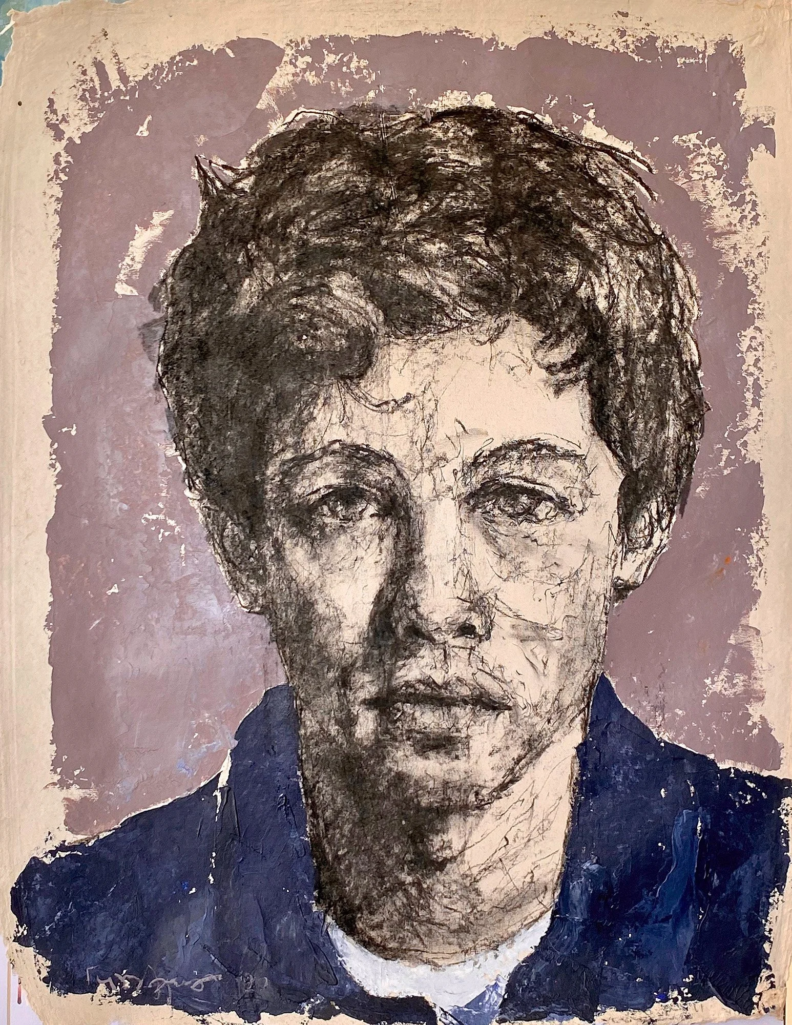 Untitled, charcoal and acrylic on paper, 100x70cm