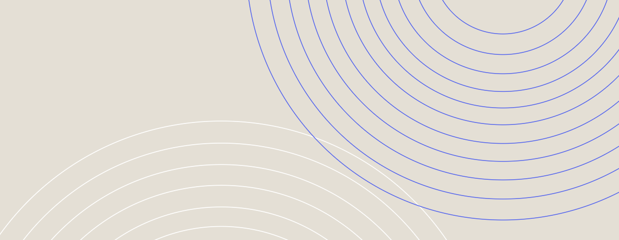 A graphic with overlapping circles outlined in blue and white on a beige background.