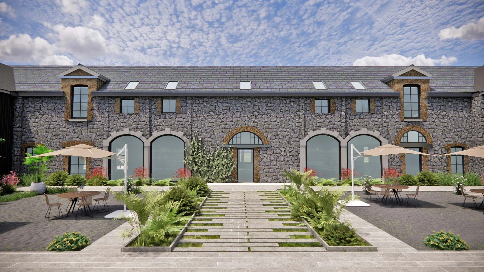Render visual of the future Gill Hall Estate development.