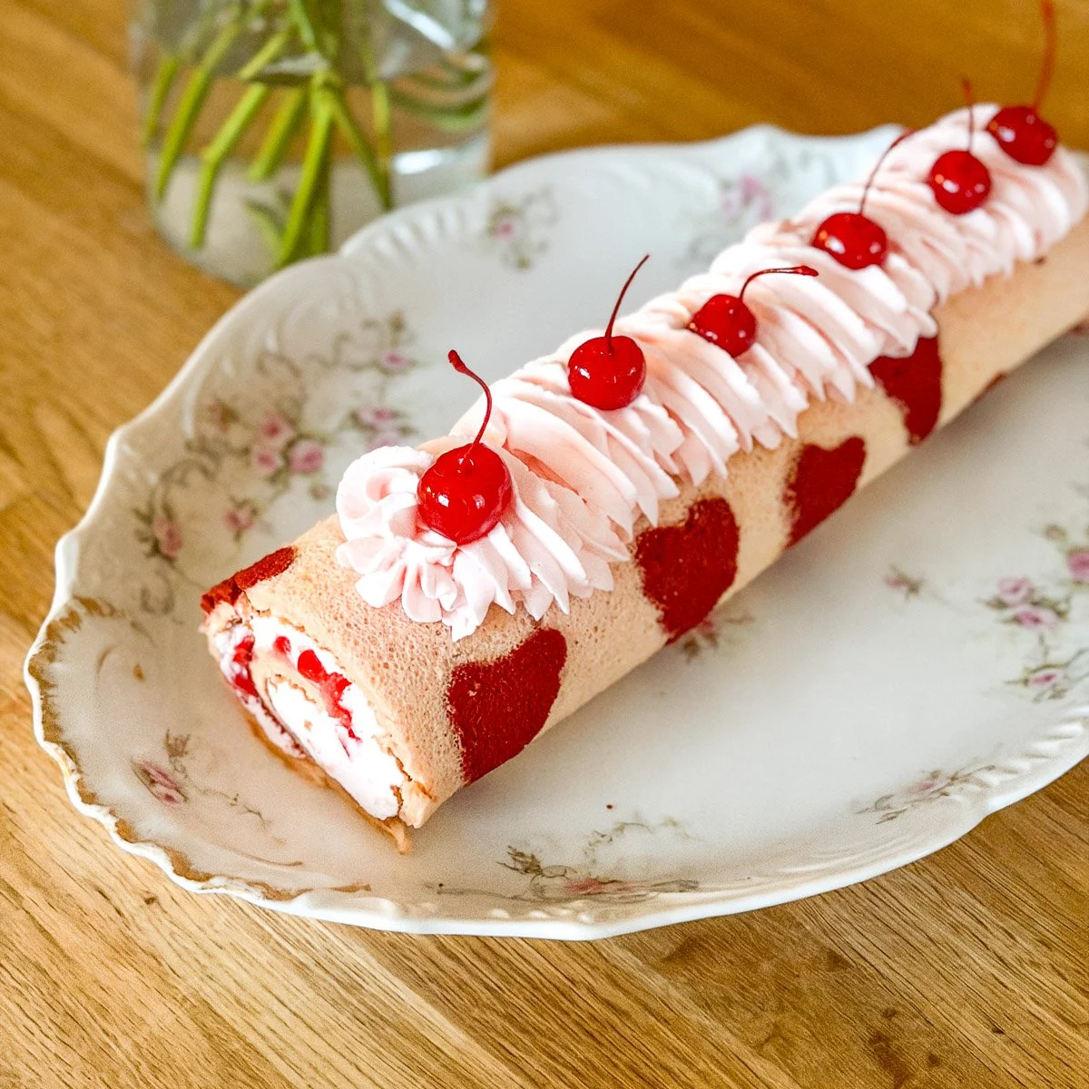 Maraschino Cherry Roll Cake (Swiss Roll)