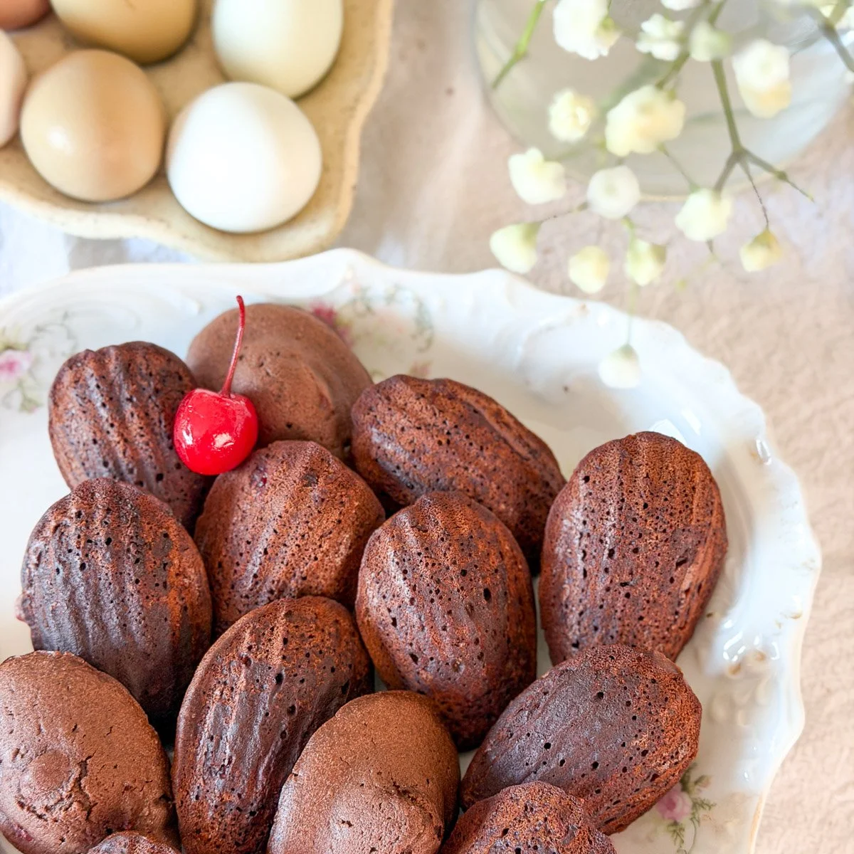 Chocolate Maraschino Cherry Madeleines 