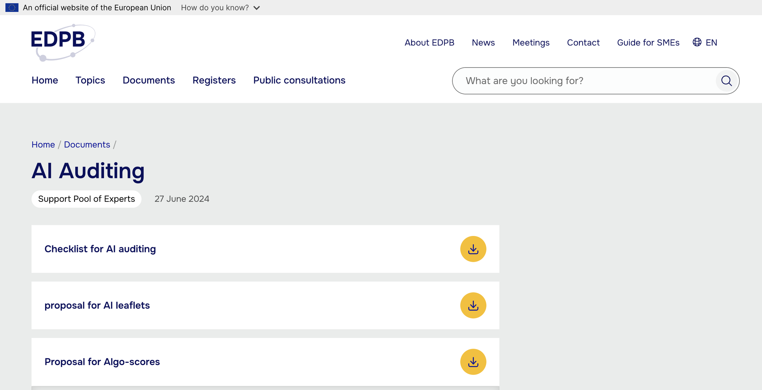 AI Auditing Checklist for EDPB (European Data Protection Board)