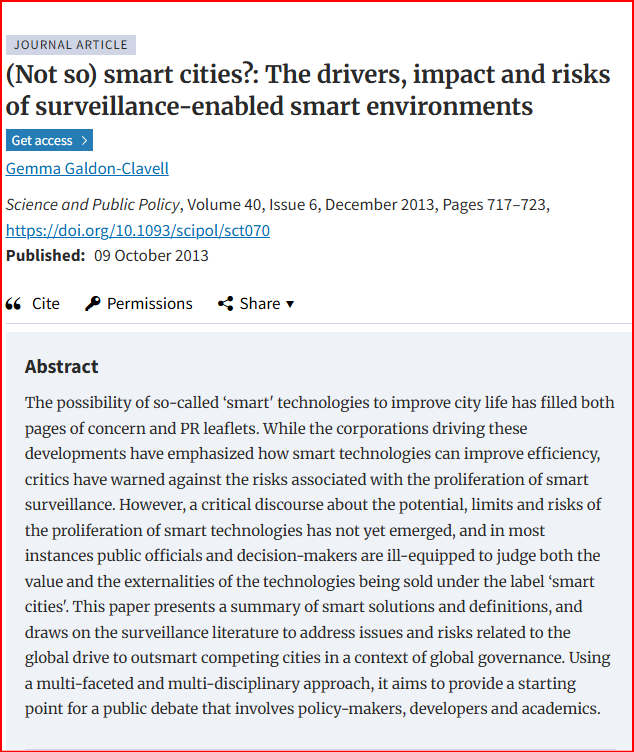 Smart Cities: Risks, Governance, and Surveillance Insights