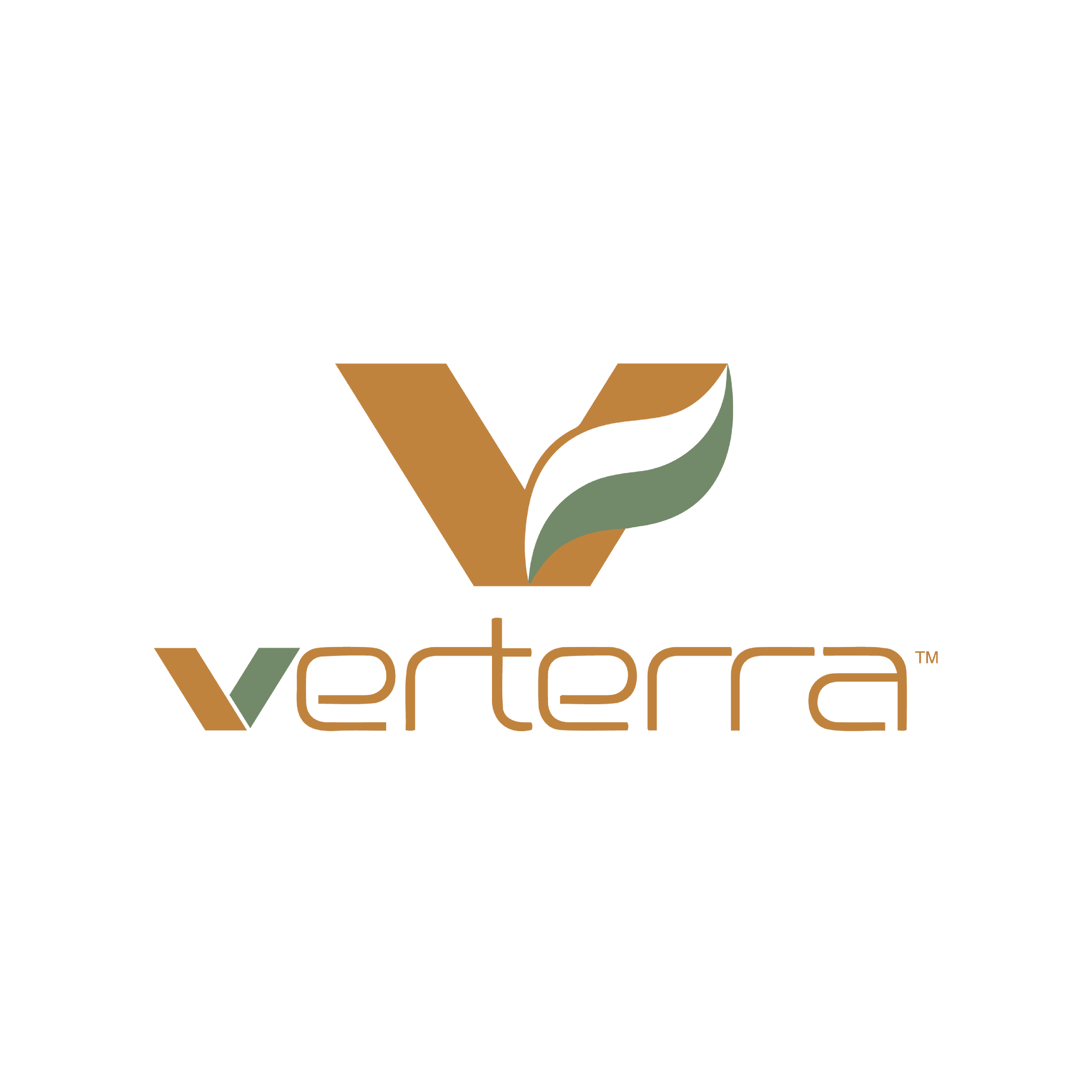 Logo for Verterra featuring a stylized V with a leaf design in green and white, and the company name in brown, set against a white background.