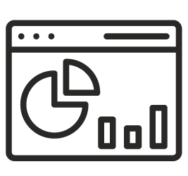 Line graph and pie chart on a computer screen