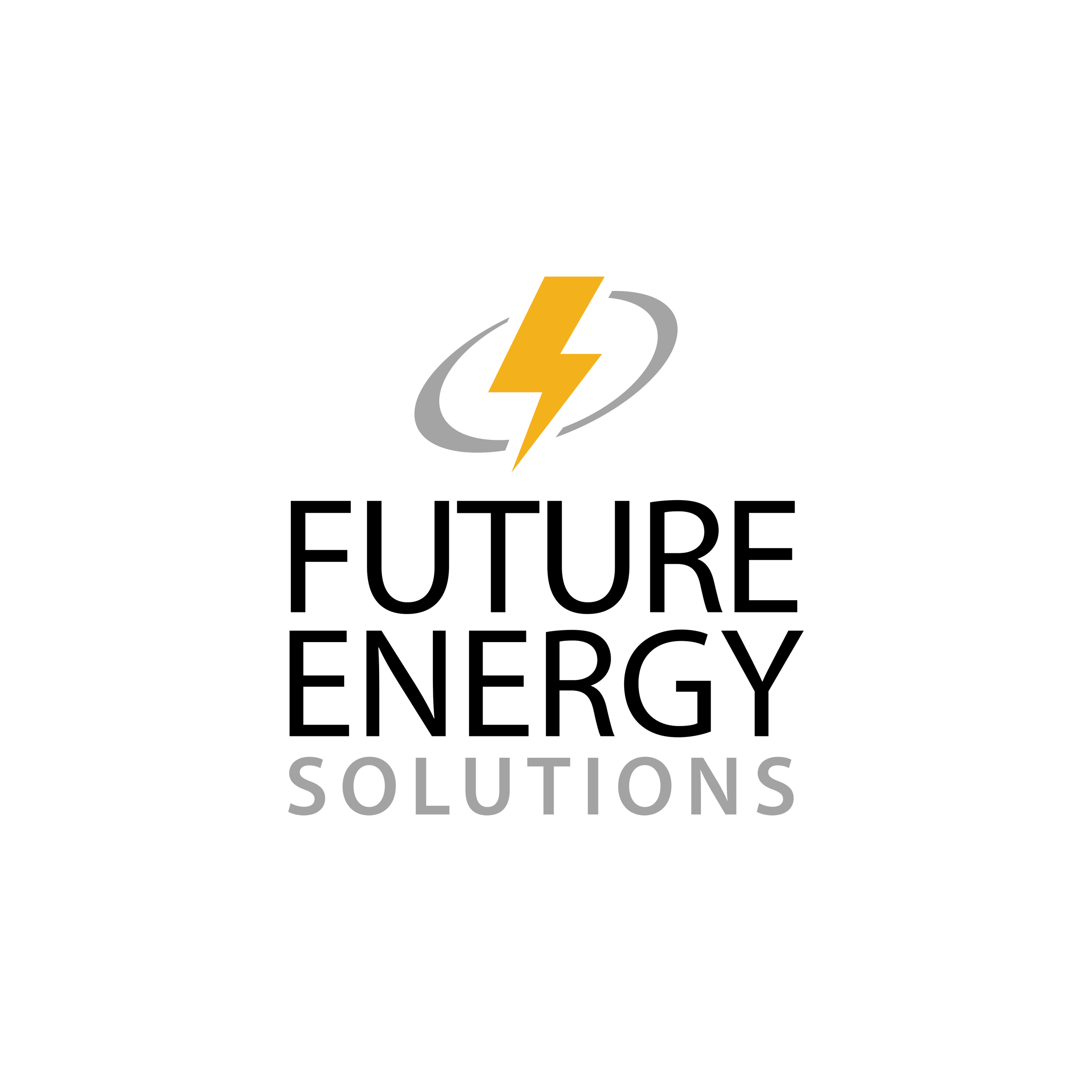 Logo with a yellow lightning bolt, gray swoosh, and the text 'FUTURE ENERGY SOLUTIONS' in black and gray.