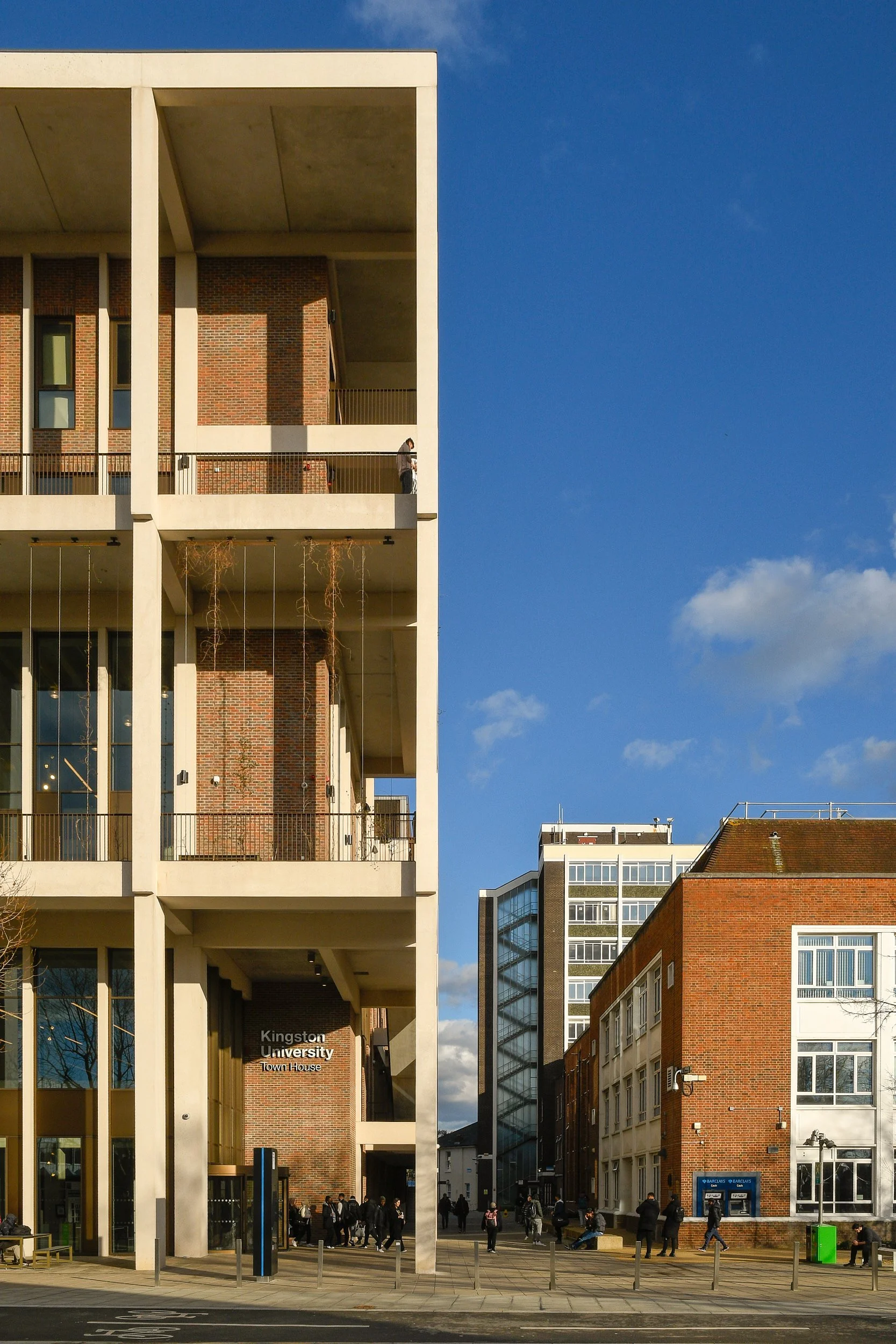 External Main Entrance of The Town House Library built for Kingston University by Grafton Architects and Penryhn Road Library (right)