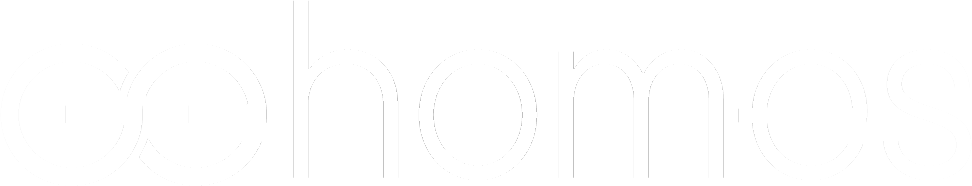 Logo with the text 'gehomes' in white letters on a black background.