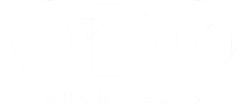 Logo for ODG Architects with stylized letters and construction lines.