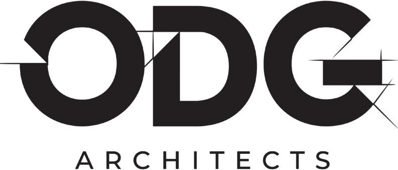 Logo for ODG Architects with stylized white letters on a black background.