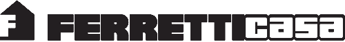 The image shows a logo of FERRETTI CASE , written in white