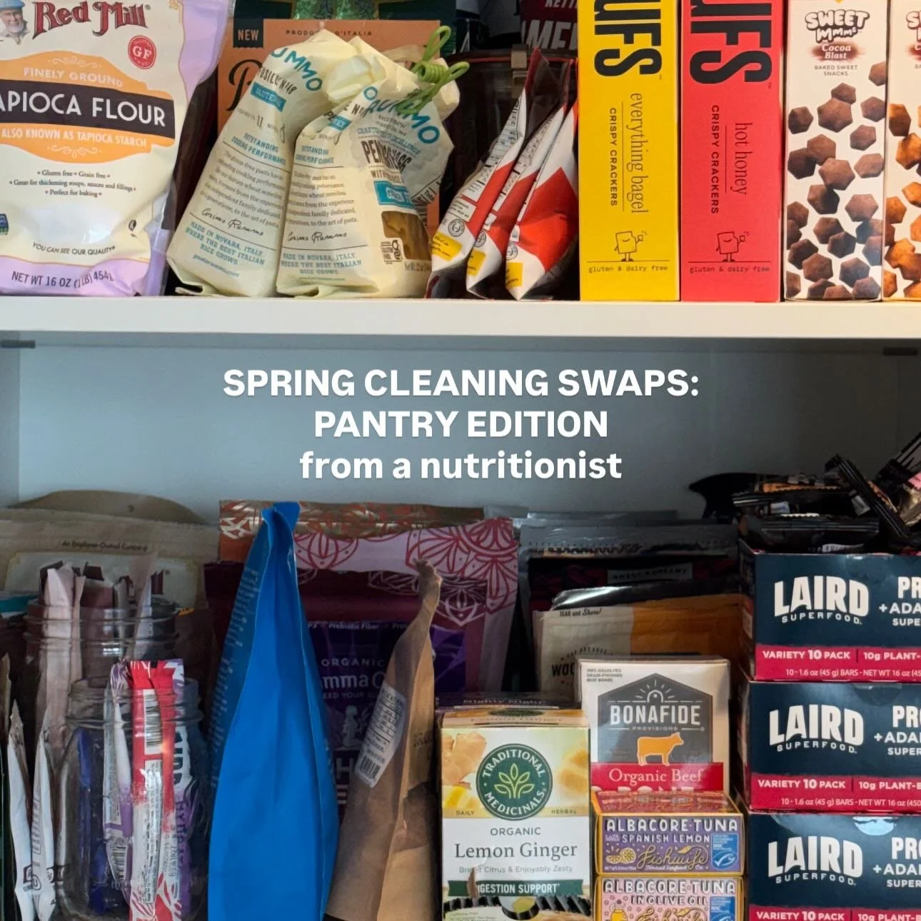 SPRING CLEANING SWAPS: Pantry Edition 🥫

🙏🏻We&rsquo;ve made it to the final part of the series (and arguably the most impactful!)

🥗What you eat has a downstream effect impacts so many areas of the body like: 

- Digestion
- Gut microbiome 
- Moo