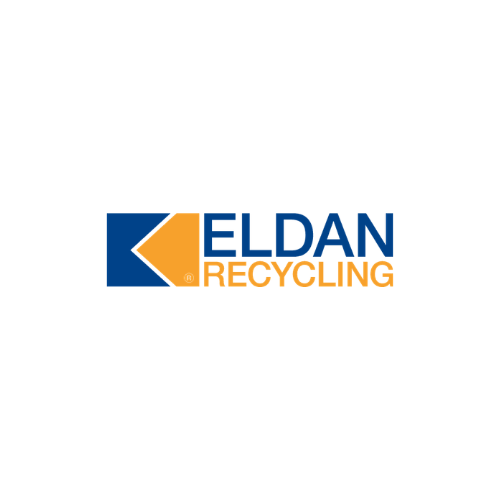 Logo di Eldan Recycling con testo blu e arancione.