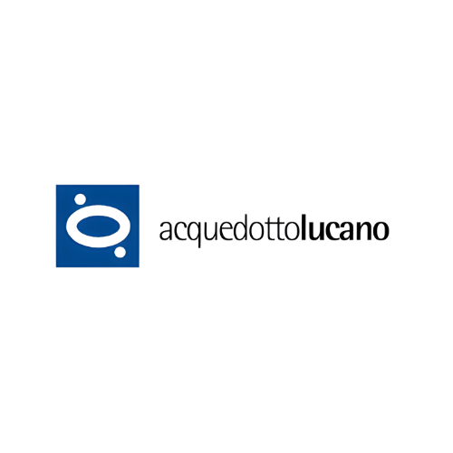 Logo con testo 'acquedotto lucano' e un simbolo blu di un rubinetto stilizzato