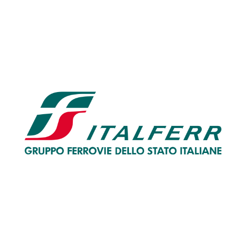 Logo di Italferr, gruppo ferrovie dello stato italiane, con simbolo stilizzato blu e rosso.