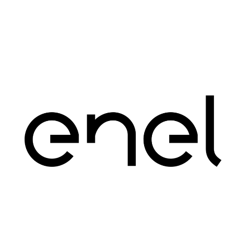 Logo di Enel su sfondo bianco.
