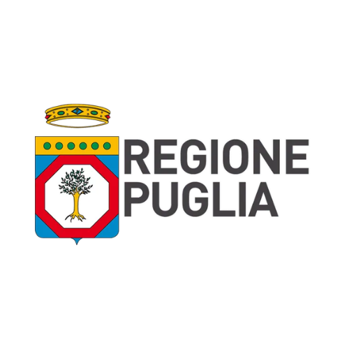 Logo della Regione Puglia con uno scudo, un albero e una corona sovrastante.