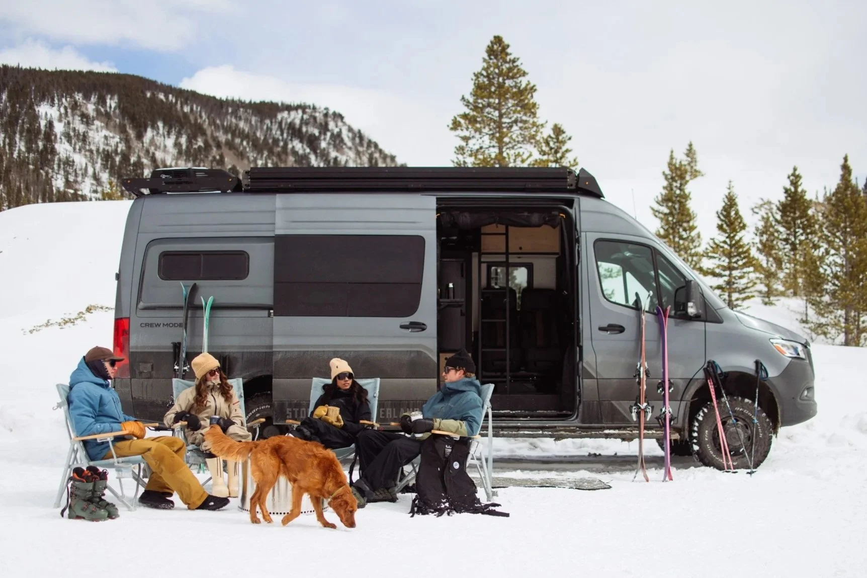 2 Couple Backcountry Skiing