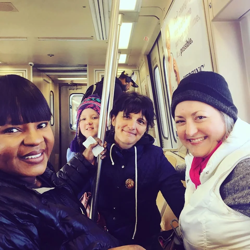 Riding MARTA, heading to MLK March with Kit and Lisa 