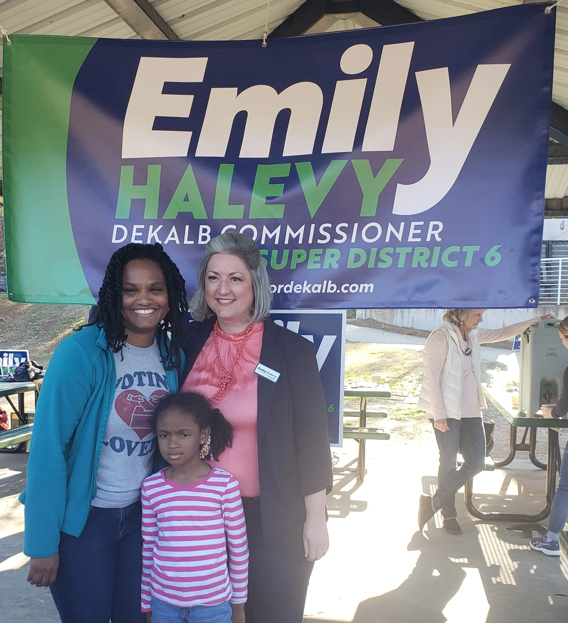 With close friend Erin Brooks and her daughter at campaign launch event