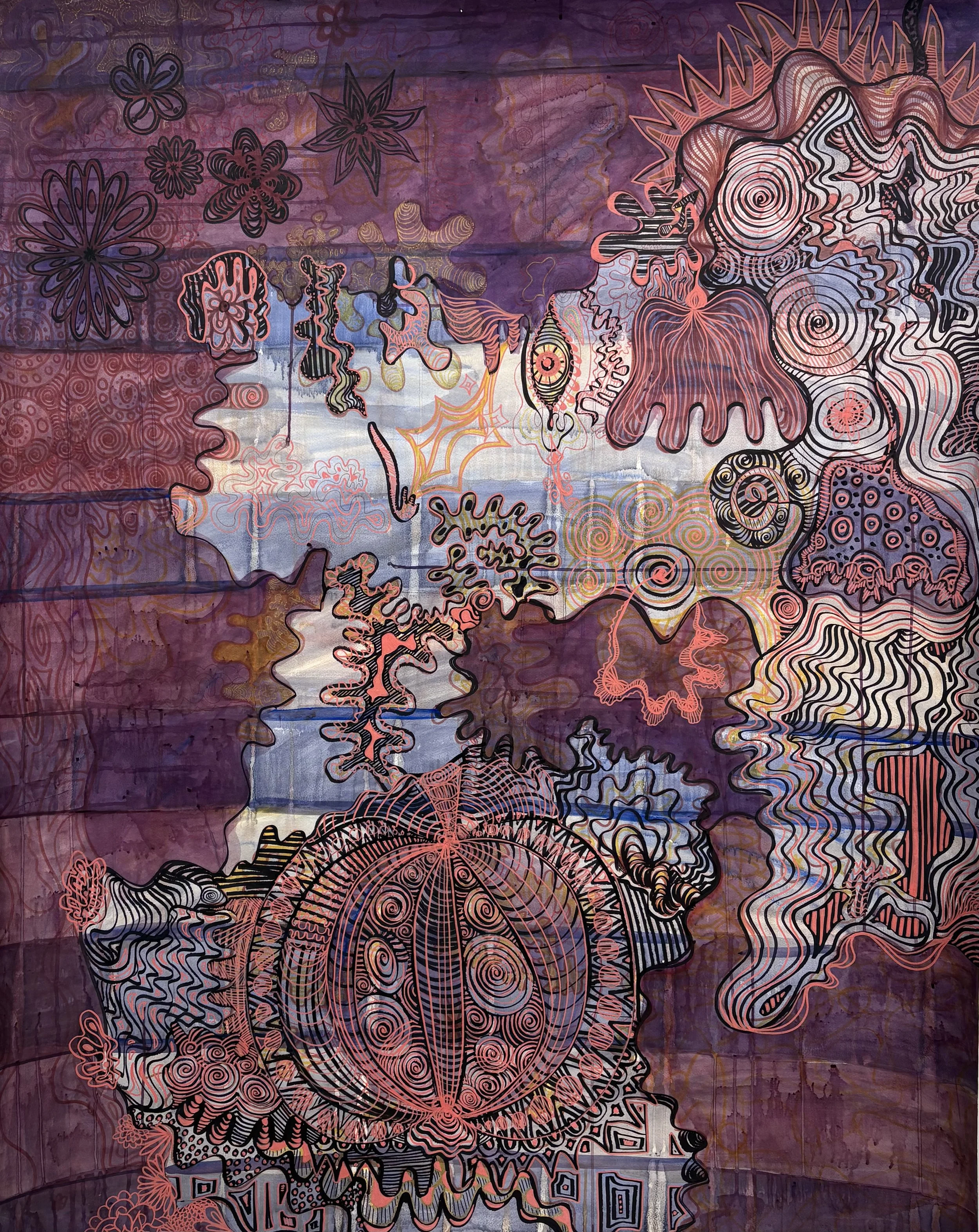 Purple, acrylic and paint pen, 48”x60”​, 2025