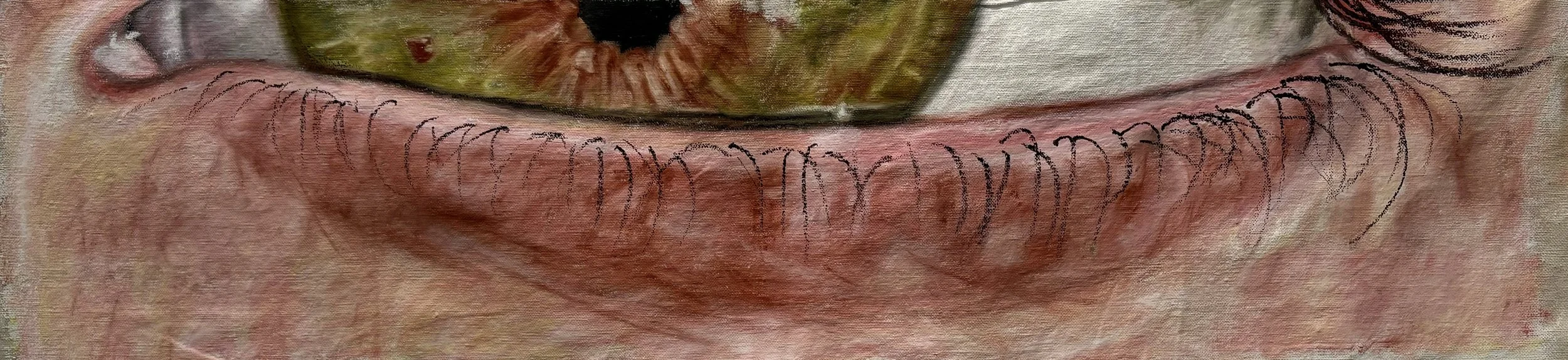 The All Knowing, oil pastel on canvas, 14”x40”​