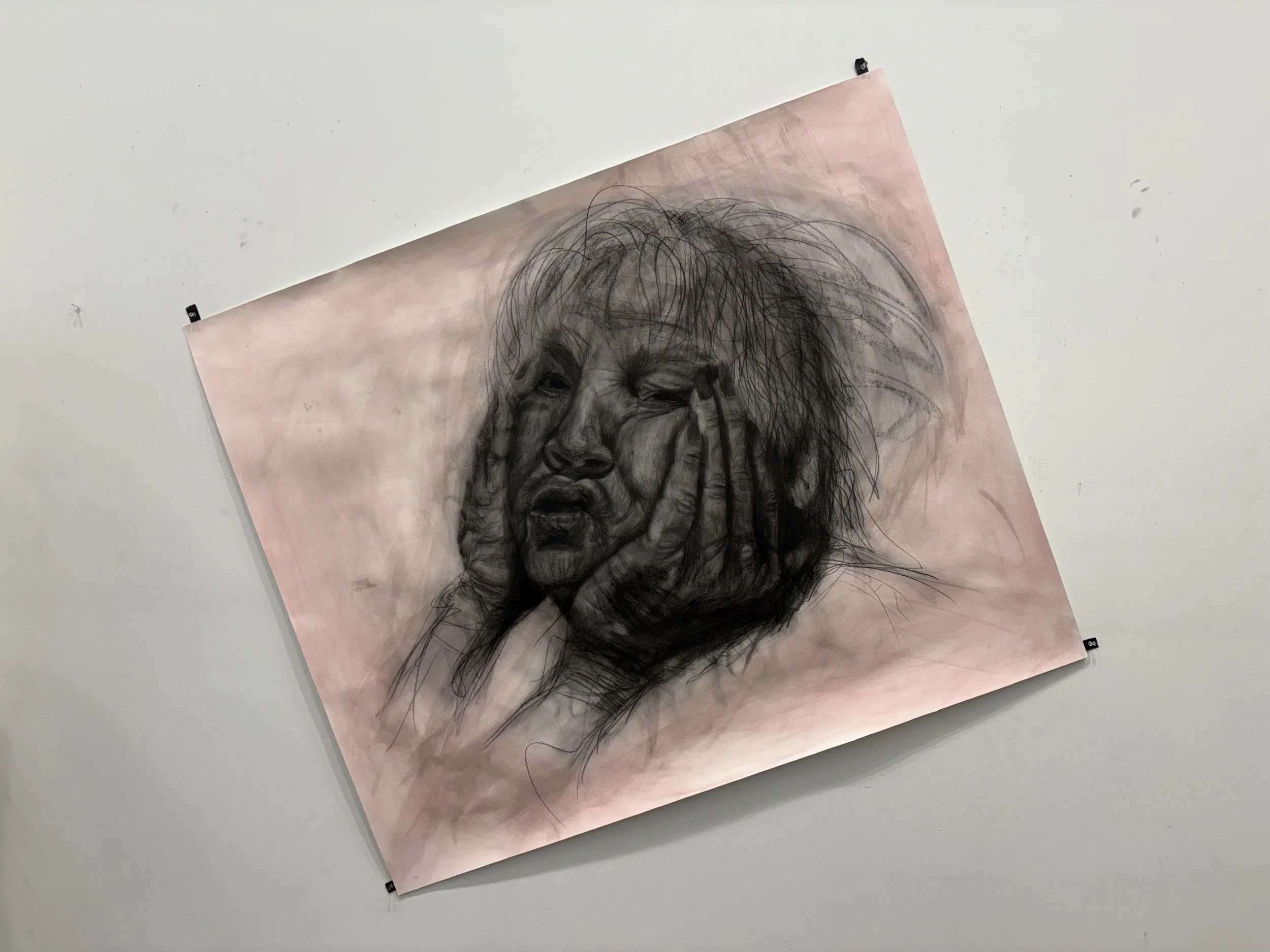 Farmers Daughter, charcoal and acrylic, 46”x62”​, 2024