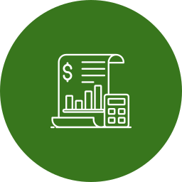 Financial chart displayed on a mobile device with a calculator next to it, set against a green background.