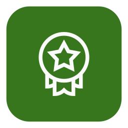 Green app icon with a white medal badge featuring a star in the center.