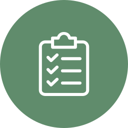 Checklist on a clipboard with checkmarks.