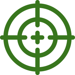 Green crosshair target symbol with concentric circles and crosshairs.