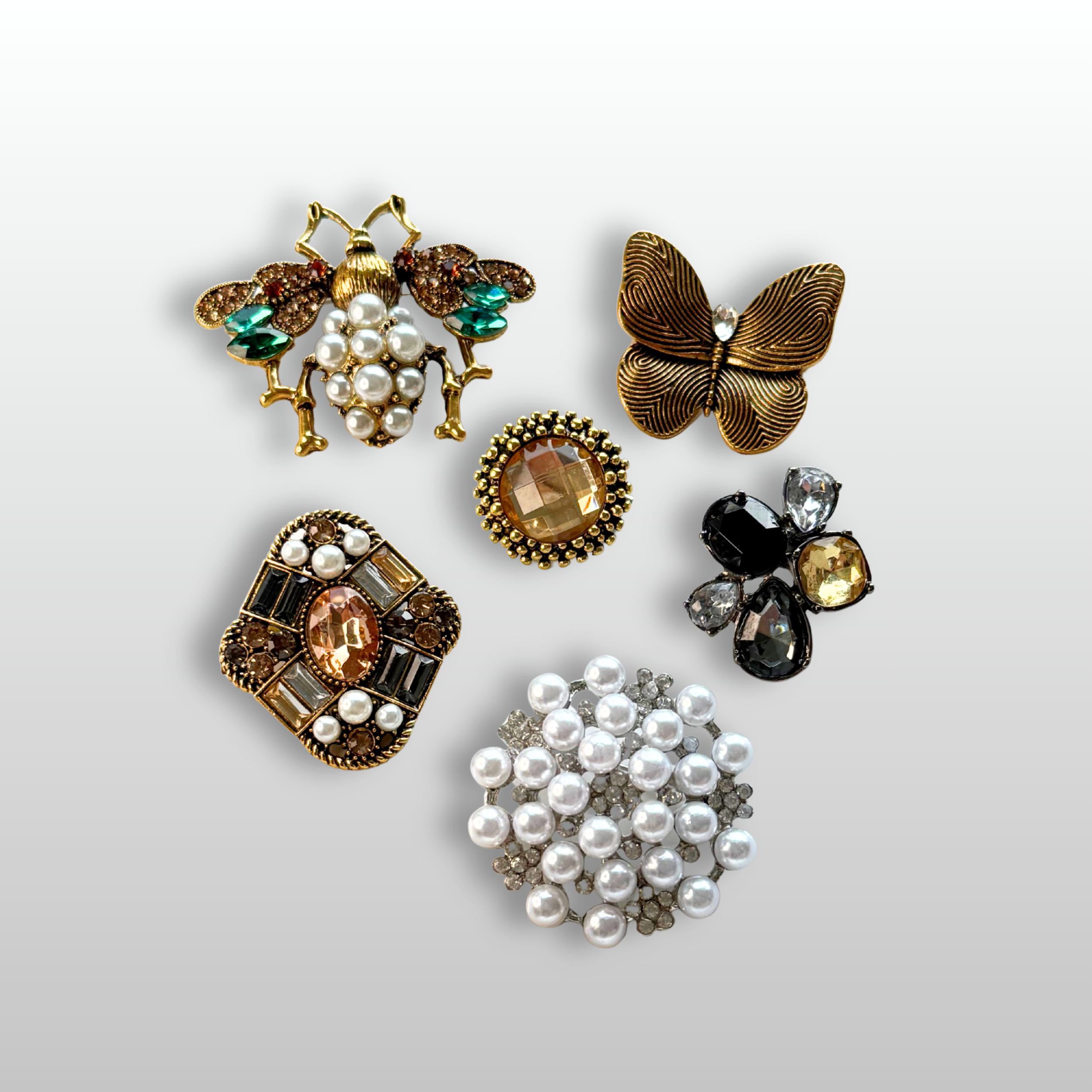 The Amber Canopy Brooch Stack