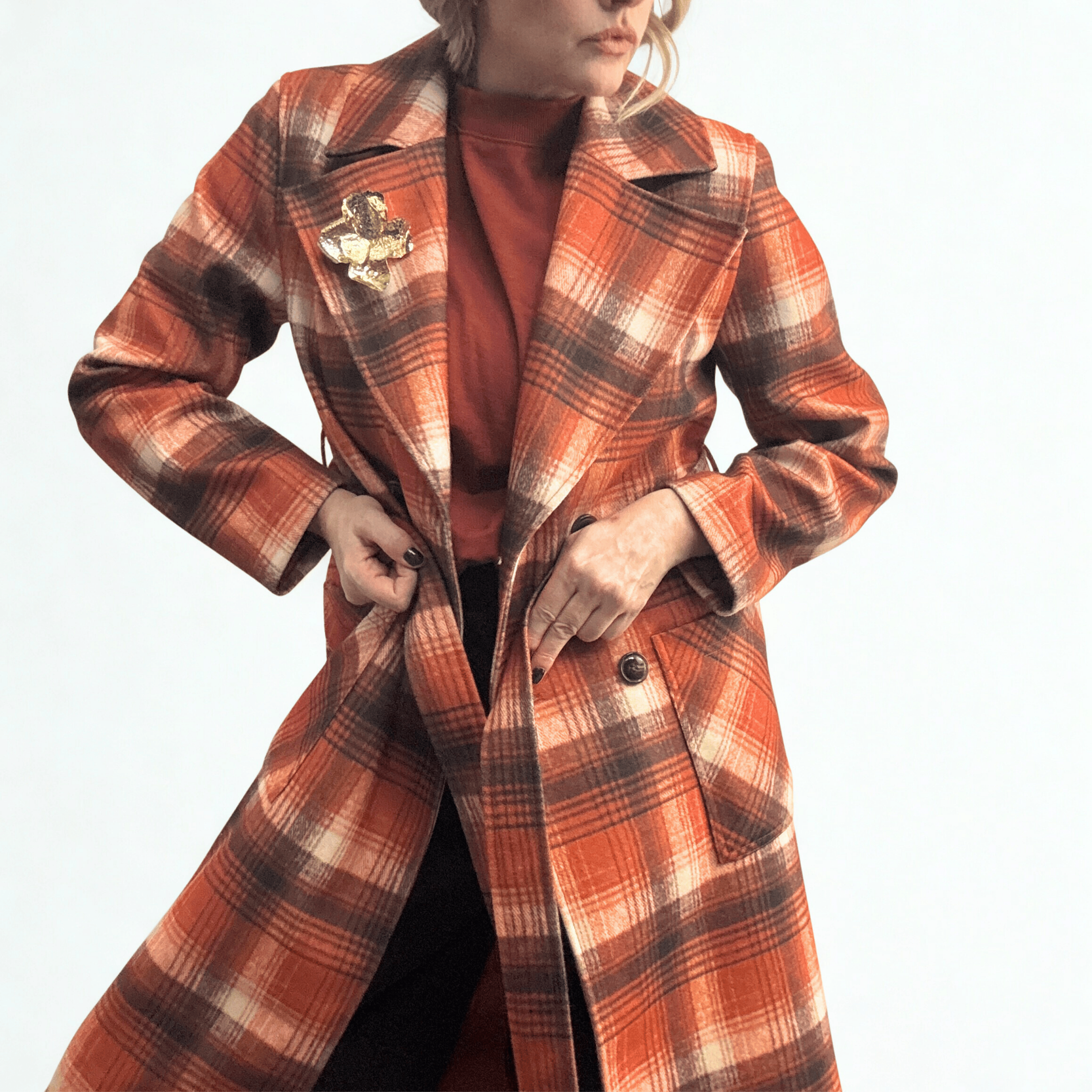 The-Hammered-Petal-Brooch-The-Brooch-House-Plaid-Trench.png
