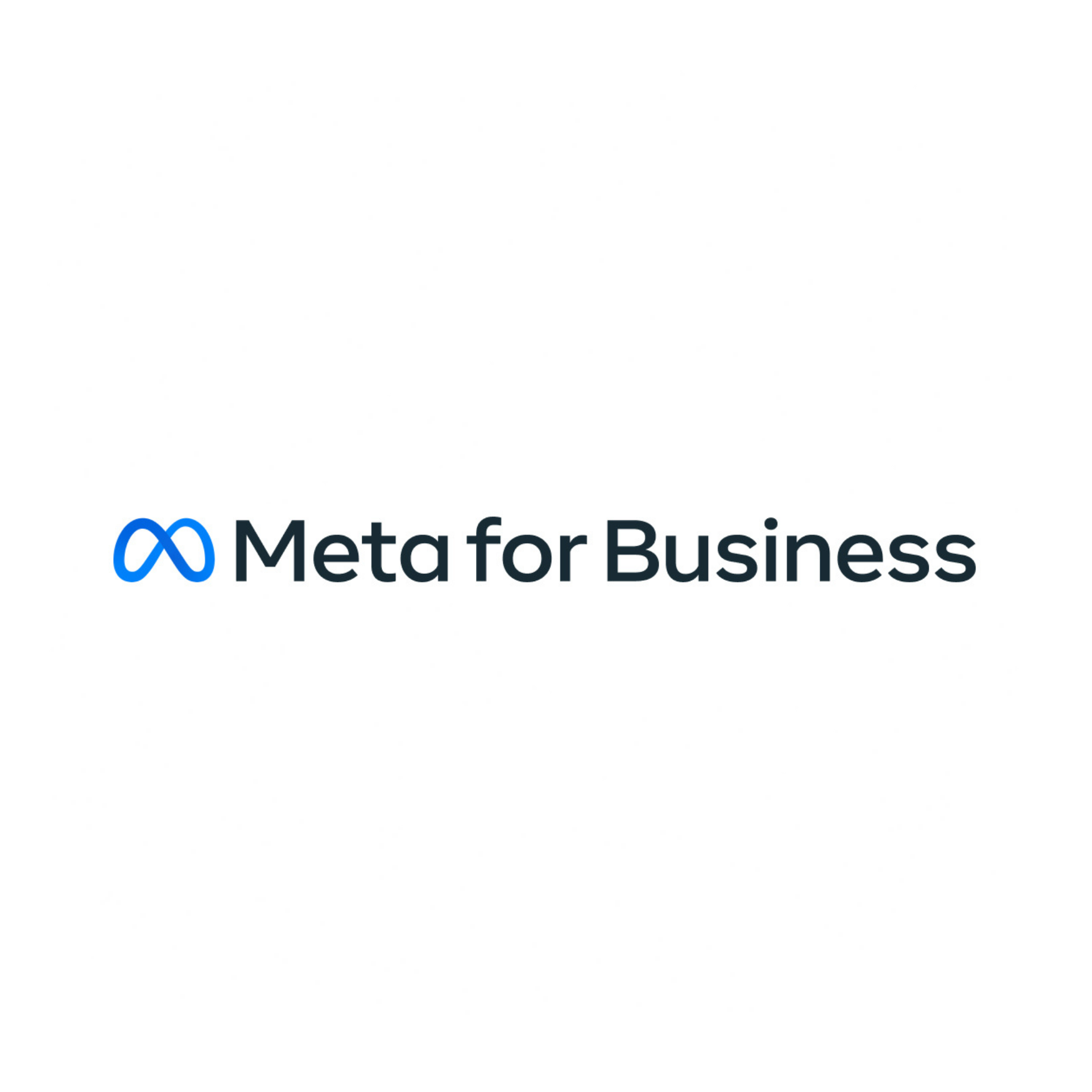 Meta for Business logo with blue infinity symbol and black text on white background.