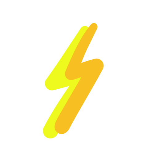 Rayo en colores amarillo y naranja con sombra verde