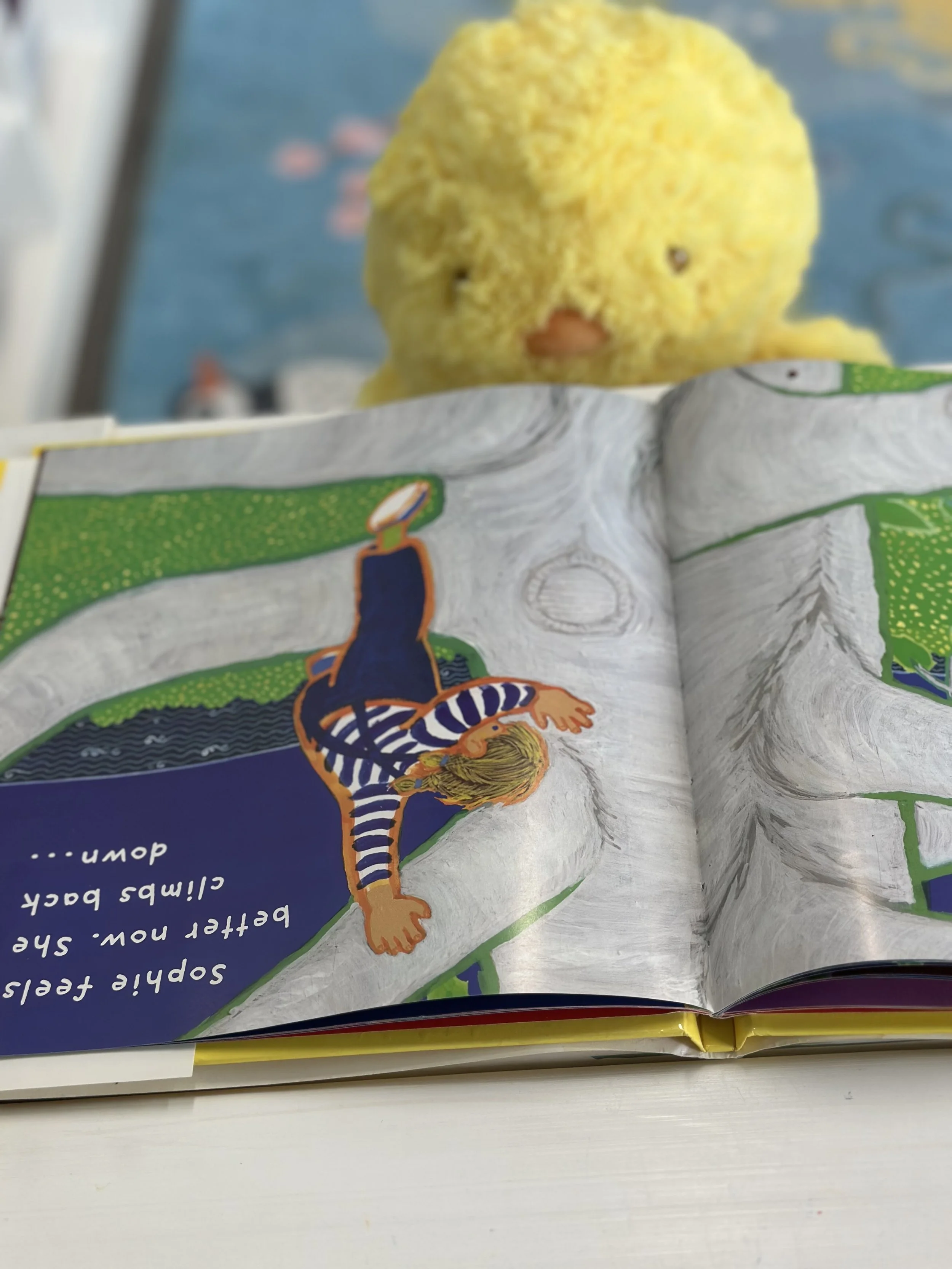 Stuffed Chick Reading a Book