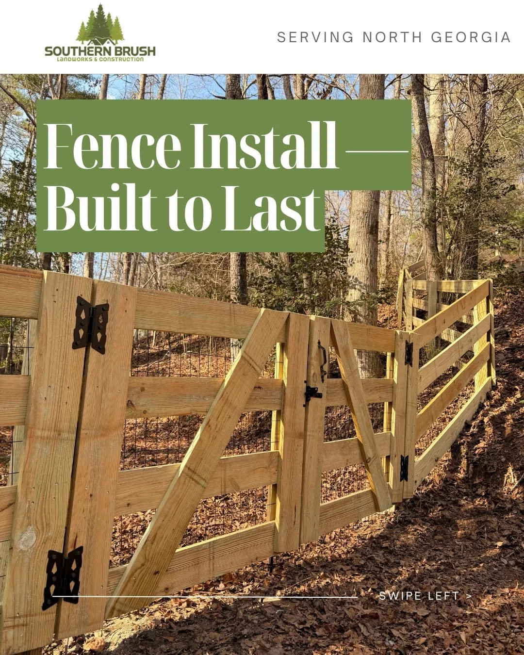 Another fence install done right.
Strong lines, quality materials, and built to work with the land.

Fencing &bull; Roofing &bull; Landscaping &bull; Forestry Mulching
Cumming | North Atlanta