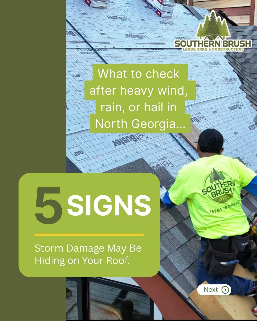 Happy Snow Day, Georgia!! ☃️

Just a PSA: 

Storm damage isn&rsquo;t always obvious&hellip; but your roof usually leaves clues. 🔎

After recent North Georgia storms, check for these 5 signs of roof damage. If something looks off, Southern Brush is h
