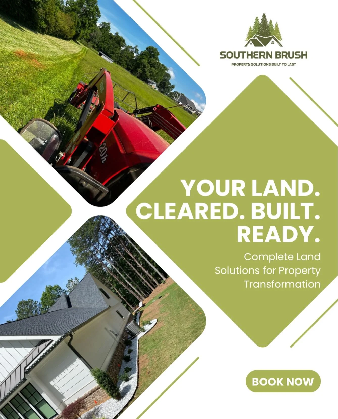 Your Land. Cleared. Built. Ready. 🌿🚜

Full-service land clearing and property development done right. We specialize in
forestry mulching, brush cutting, land clearing, grading, excavation, driveway installation, drainage solutions, erosion control,