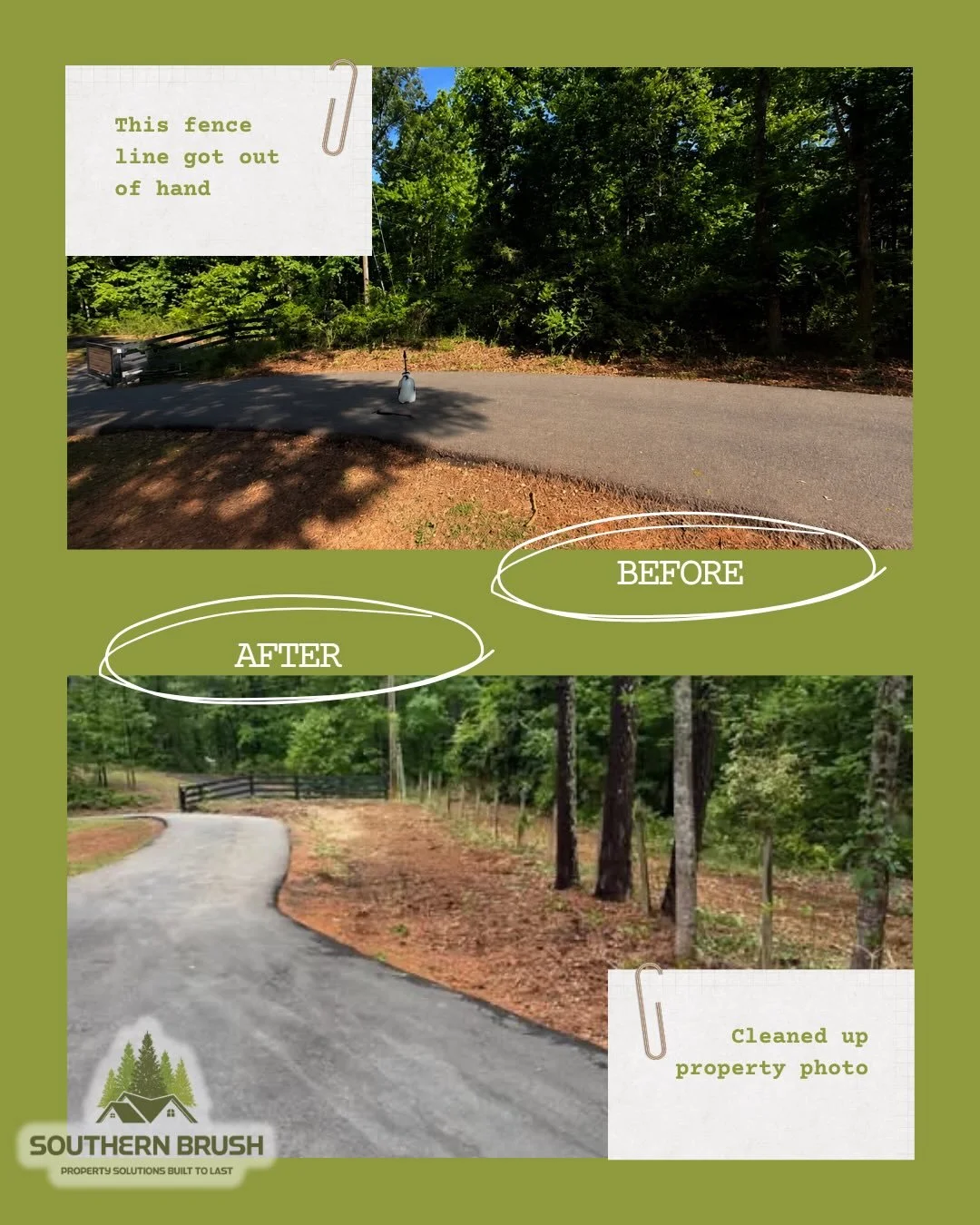 Sometimes the projects you put off the longest end up making the biggest transformation 👏🌿

What started as an overgrown roadside area turned into a clean, refreshed property in just minutes thanks to the Southern Brush team. Whether it&rsquo;s a m