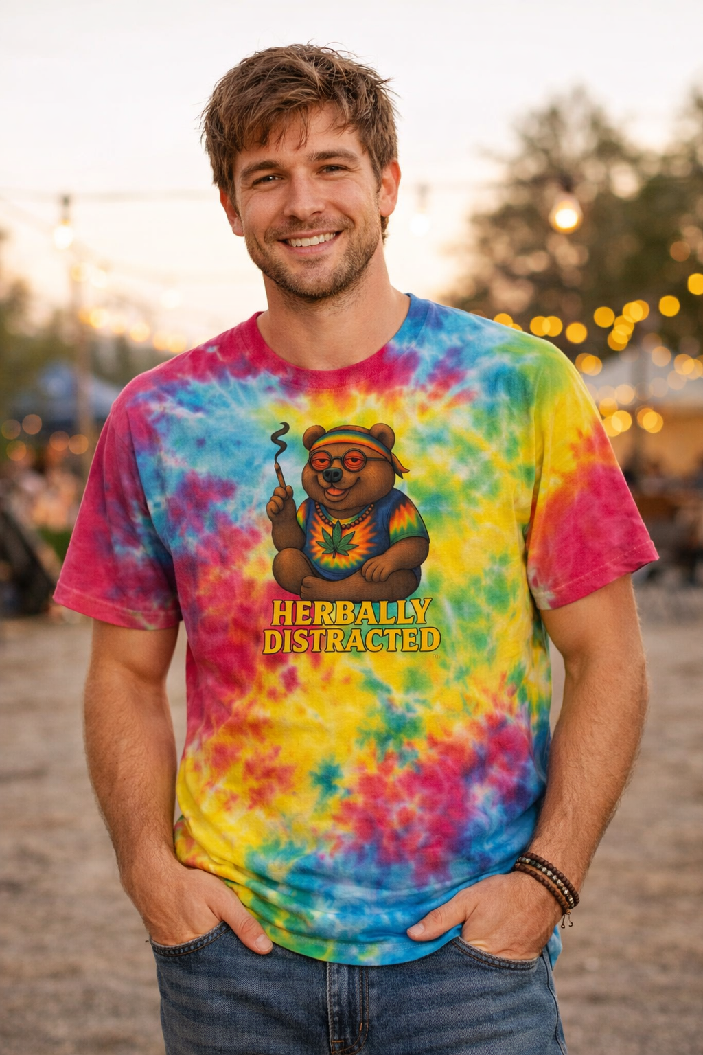 Jerry Bearcia™ – Festival Tie Dye T-Shirt | The Ripple Rider - Medium