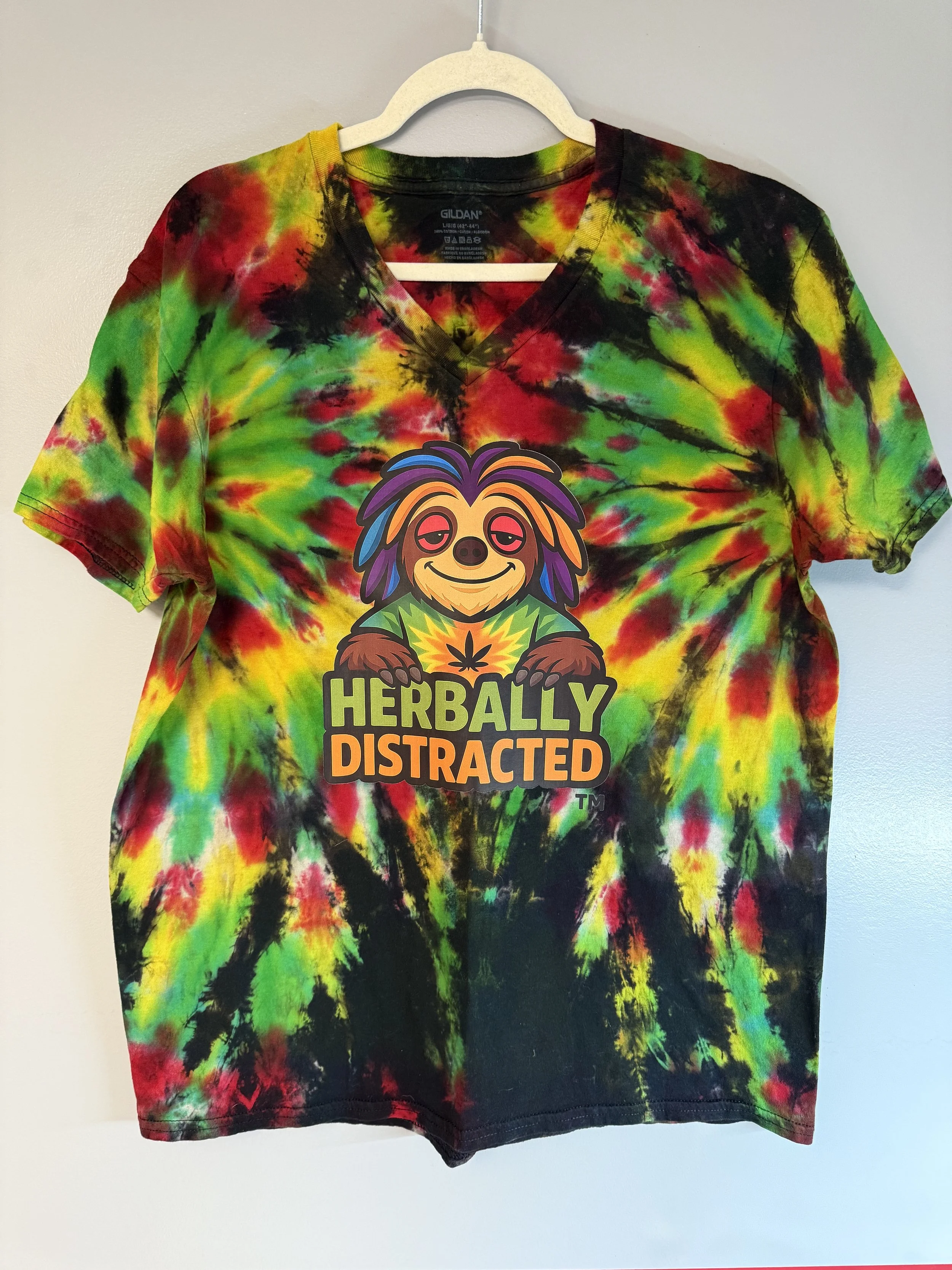 Herbally Distracted™ – Ziggy Gildan Tie-Dye T-Shirt - Wild Green Colorburst - LARGE