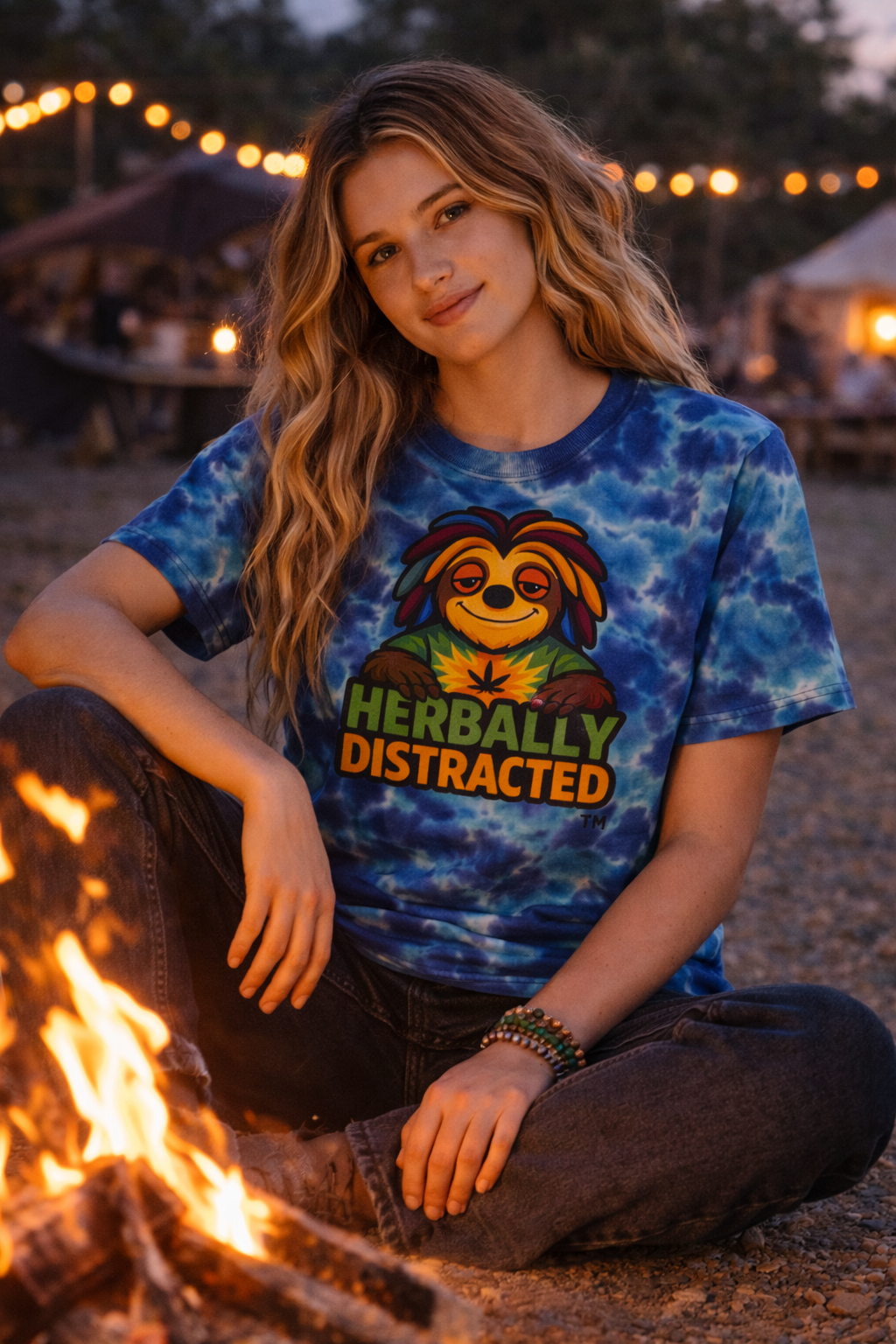 Ziggy™ – Funny Sloth Festival Tie Die Graphic T-Shirt | “Stay Groovy” - Large