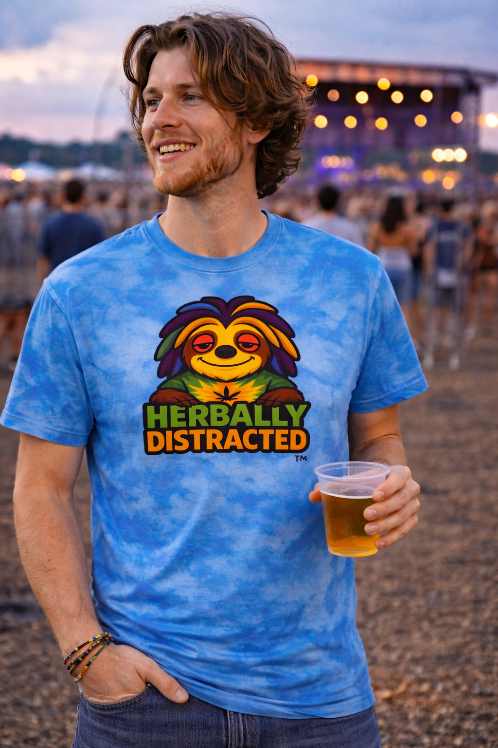 Ziggy™ – Funny Sloth Tie Dye Graphic T-Shirt | “Stay Groovy” - Large