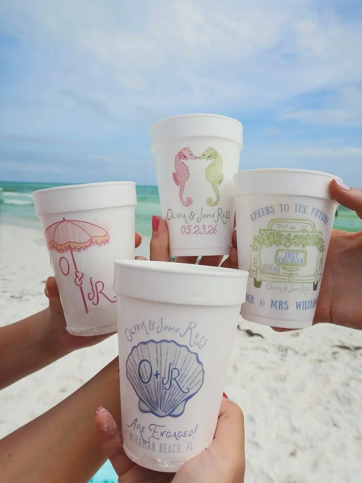 Some people bring champagne. I bring four custom cup designs (&amp; maybe a little stationery too) 🤍💍🥂