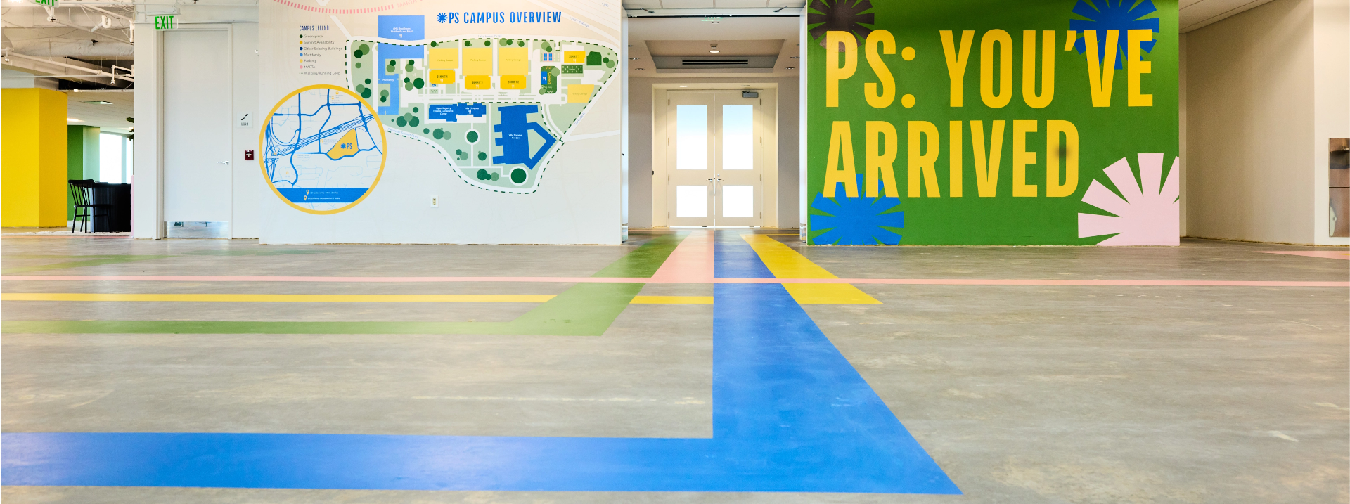 Welcome area graphics in leasing floor based in Atlanta, Georgia 