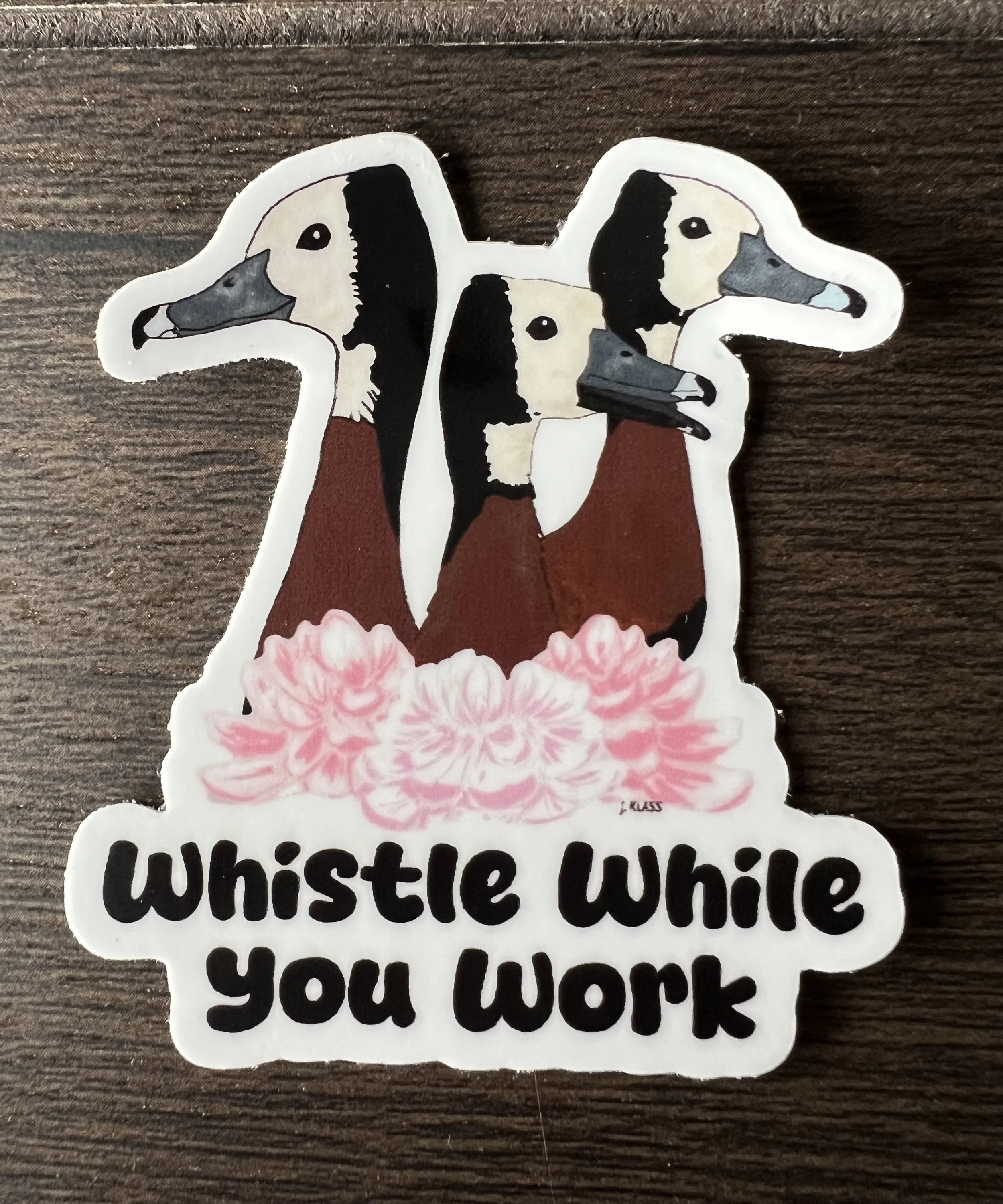 3" Vinyl Sticker - Whistle While You Work - White-faced Whistling Ducks