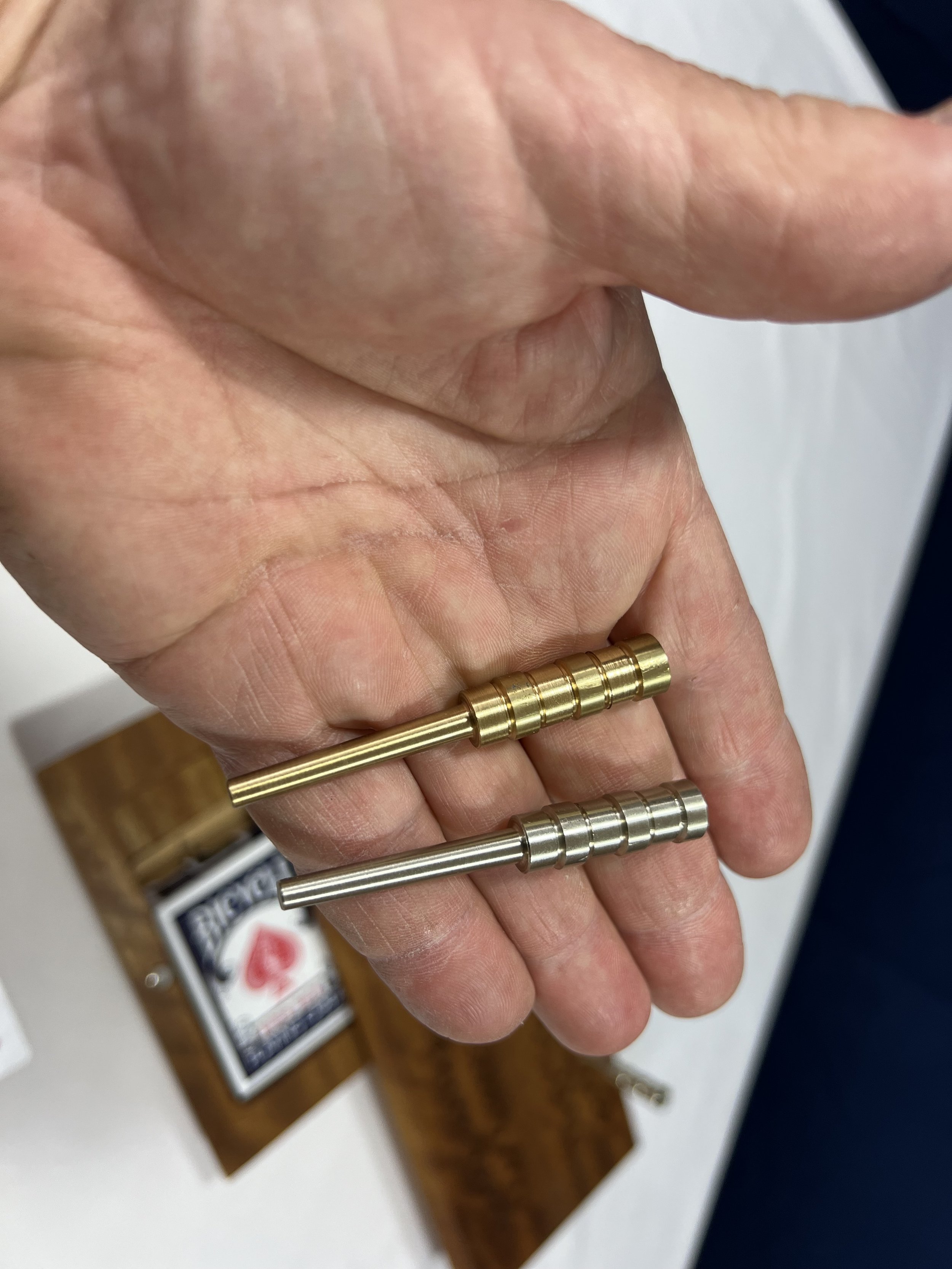 BRASS & SATIN NICKEL PEGS 3/8 INCH DIAMETER