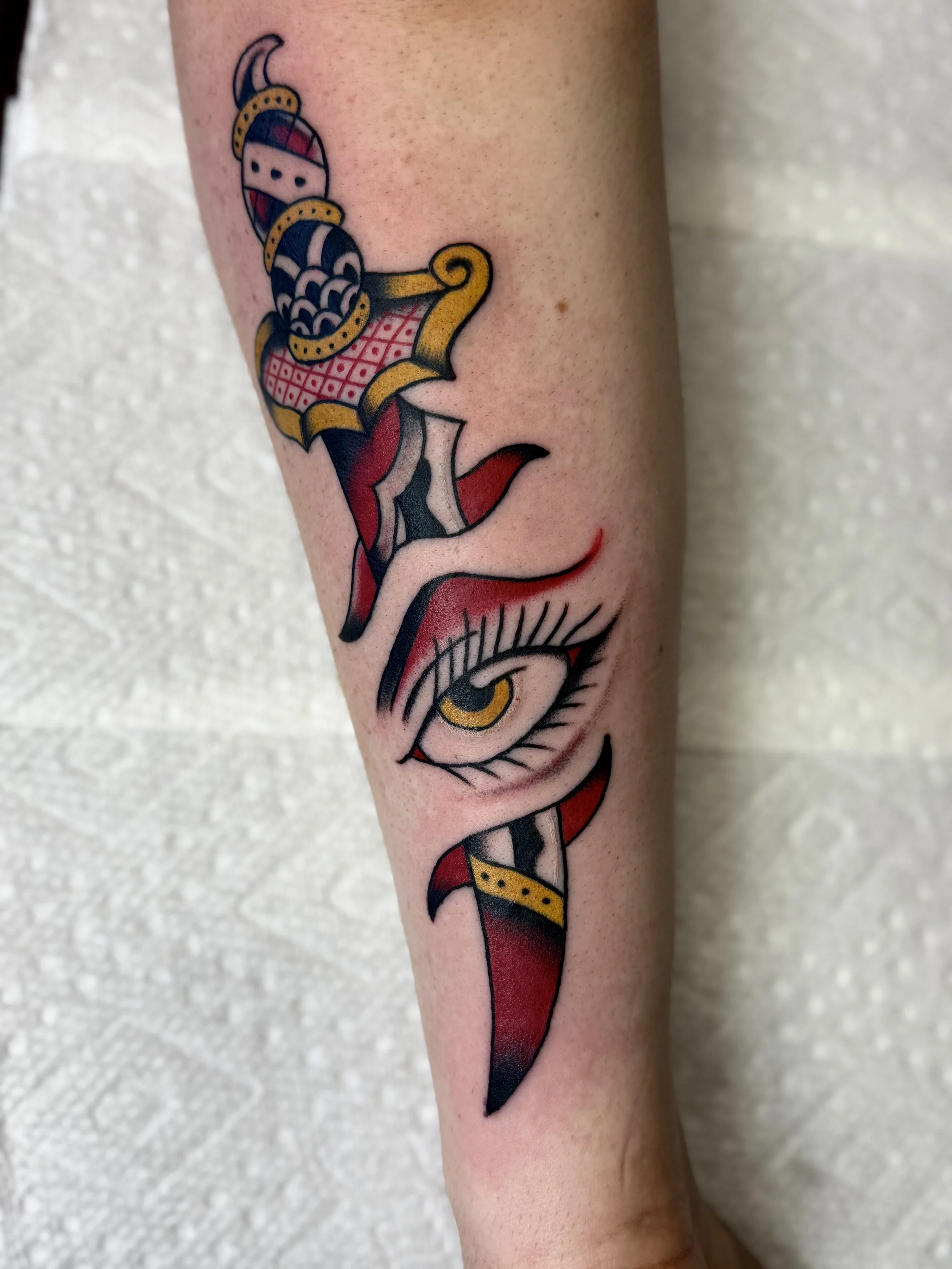 Traditional Eye and Dagger Tattoo