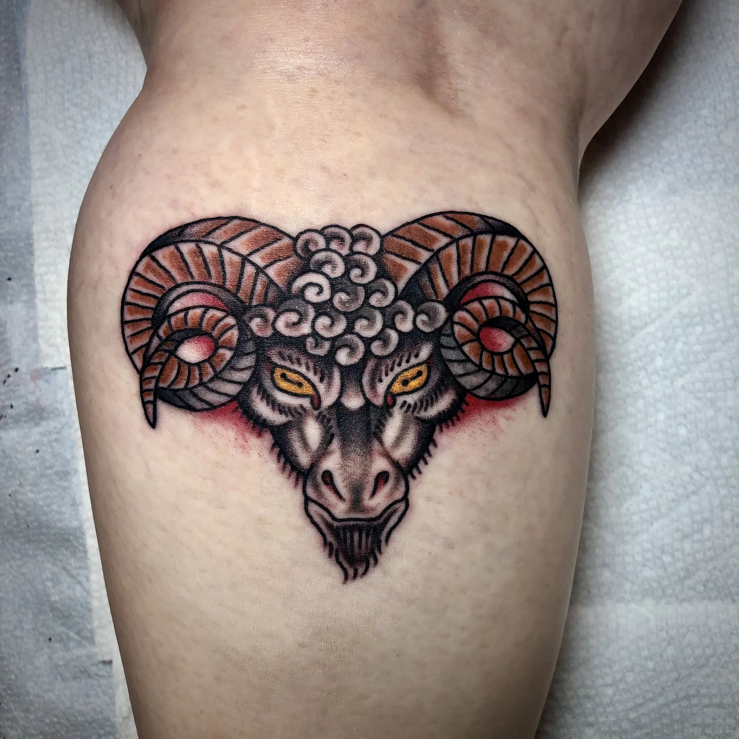 Traditional Aries Ram Tattoo